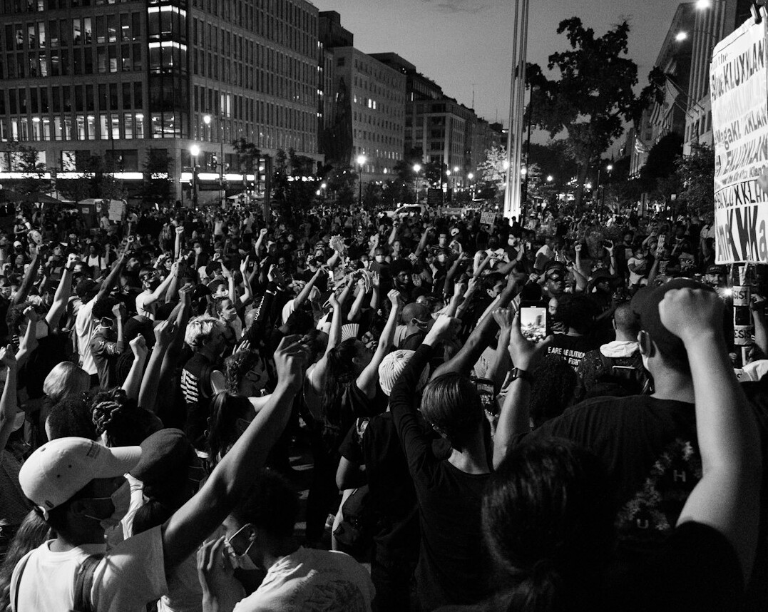 crowd at public demonstration