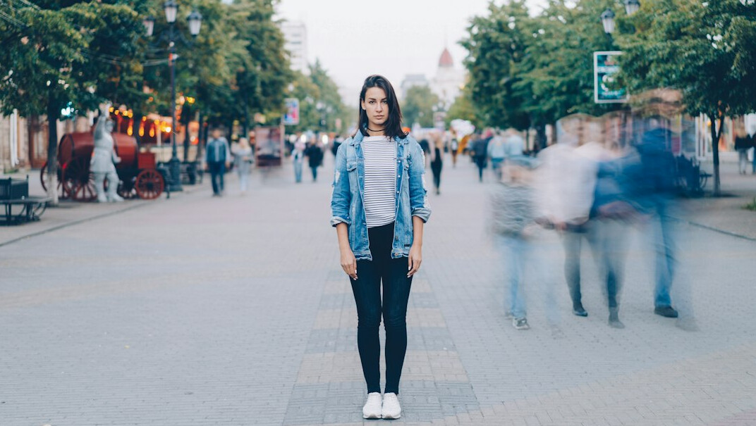 person looking at crowd