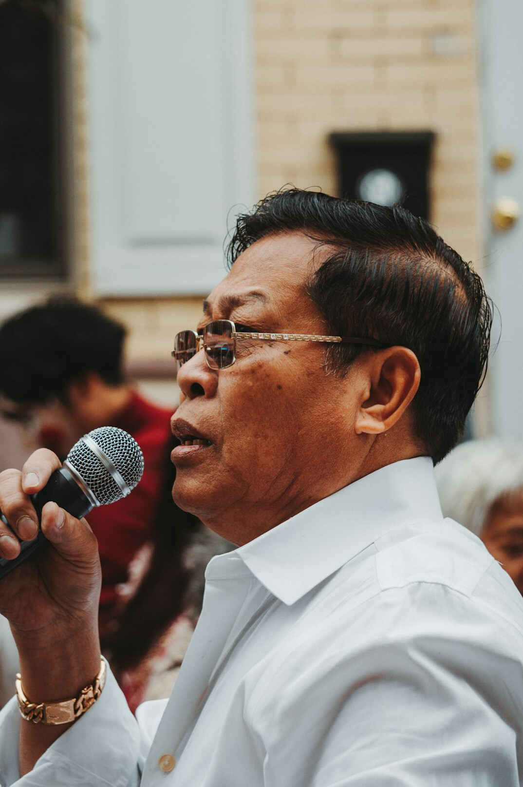politician speaking to crowd