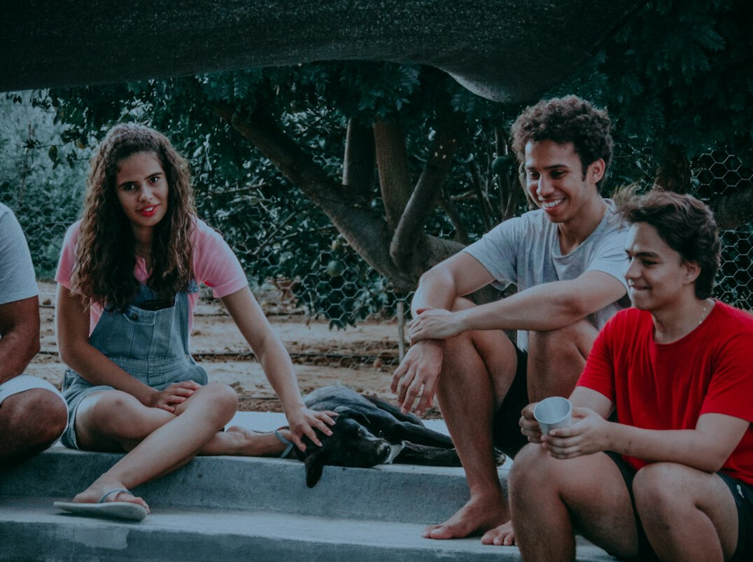 group of friends discussing