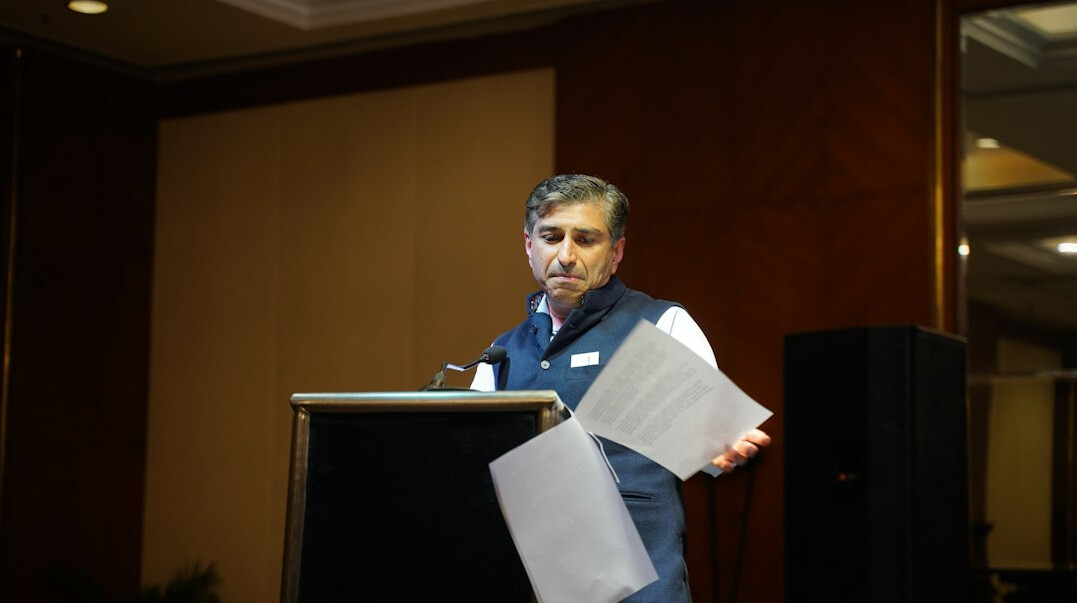 politician giving speech