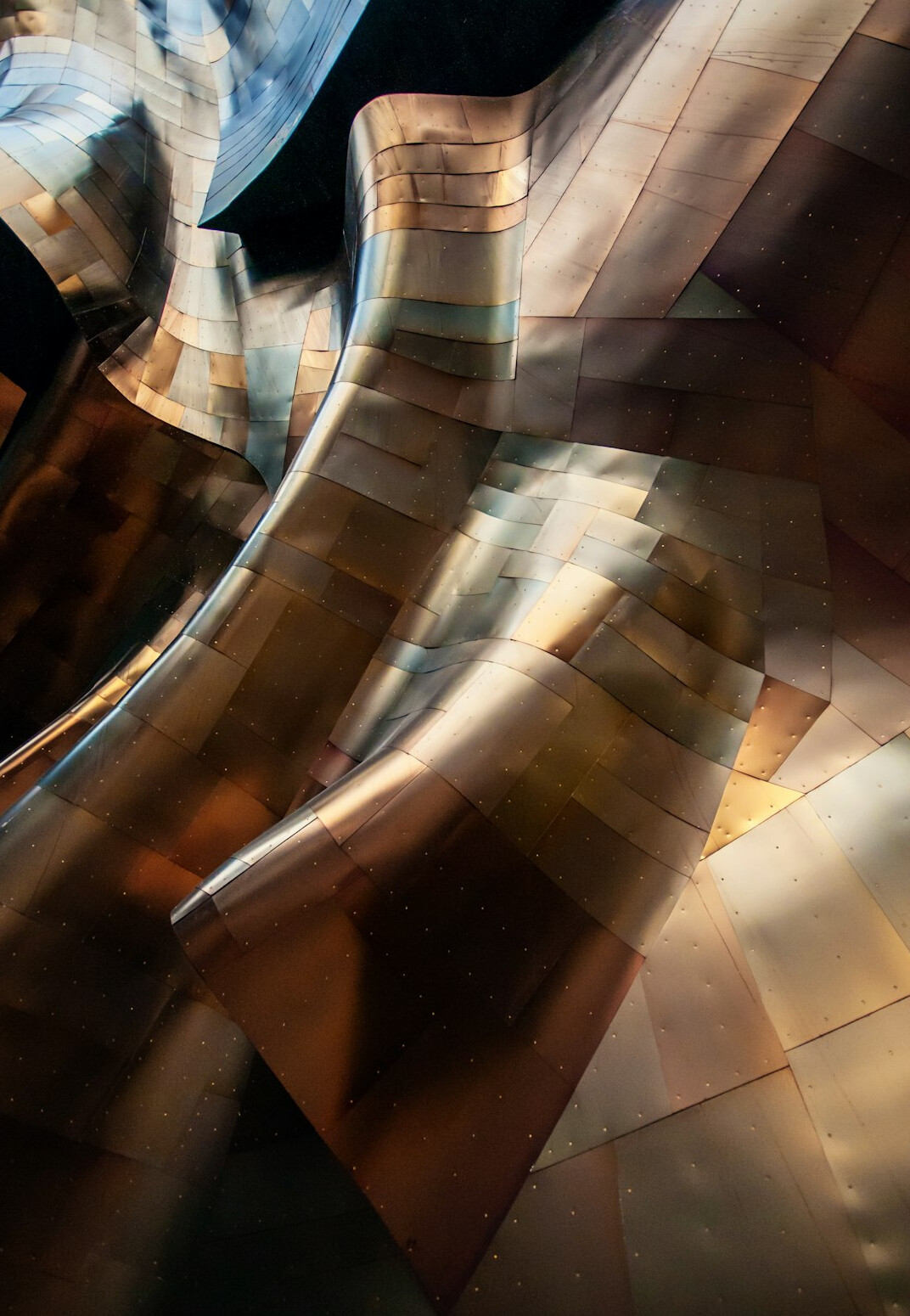Abstract fragmented mirror reflecting soft warm light