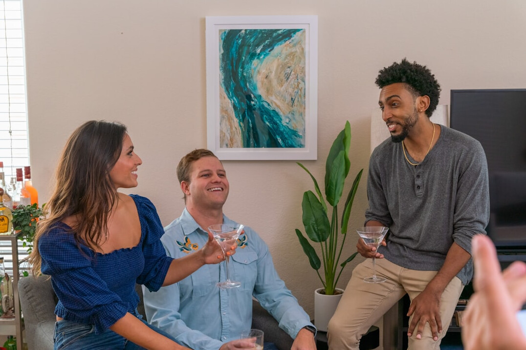 diverse group of friends talking